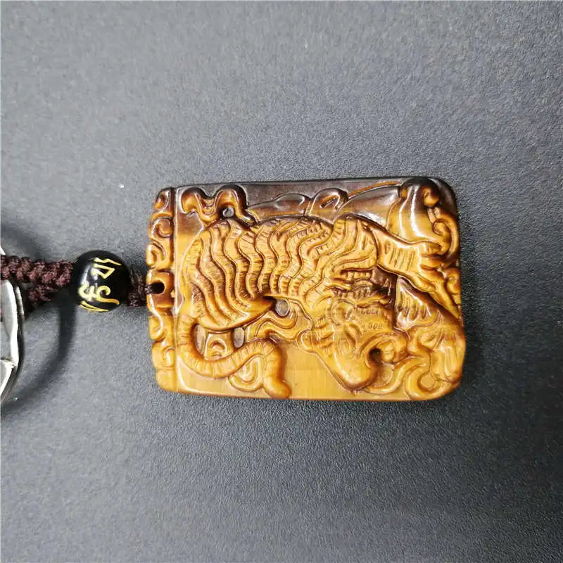 Natural tiger eye pseudocrocidolite tiger KeyChain Men crystal KeyChain lucky accessories transhipped KeyChain