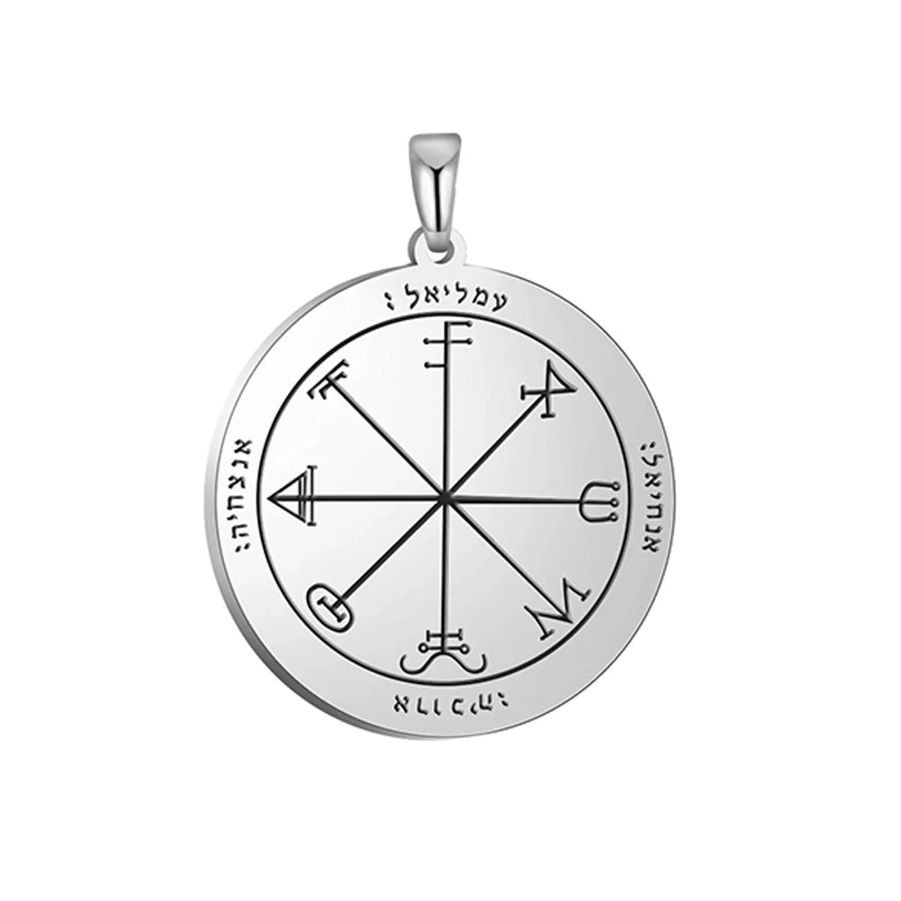 Key of Solomon Pendant for Necklace Stainless Steel Jewelry Amulet Mystical Moon Saturn Jupiter Sun Venus Mars Mercury Charms