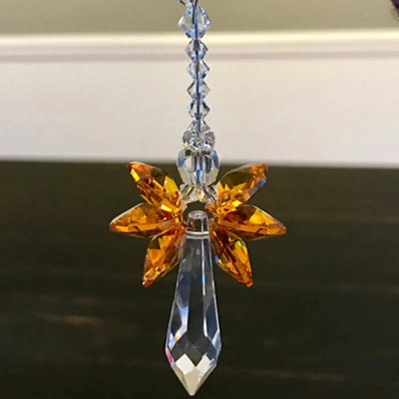 1PCS Rainbow Guardian Angel Crystal Suncatcher Hangings Crystal Glass Ornament Home Garden Decoration Porch Decor
