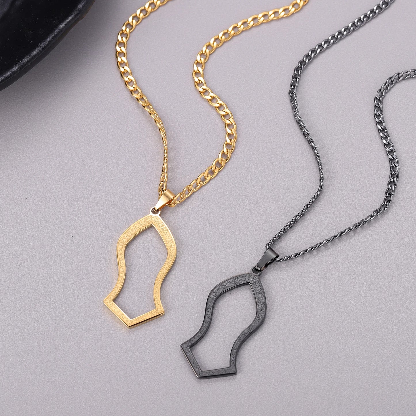NALAIN NECKLACE Pendant Stainless Steel Jewelry Arabic God Messager Gift For men AYATUL KURS Muslim Allah's Slipper Pendant