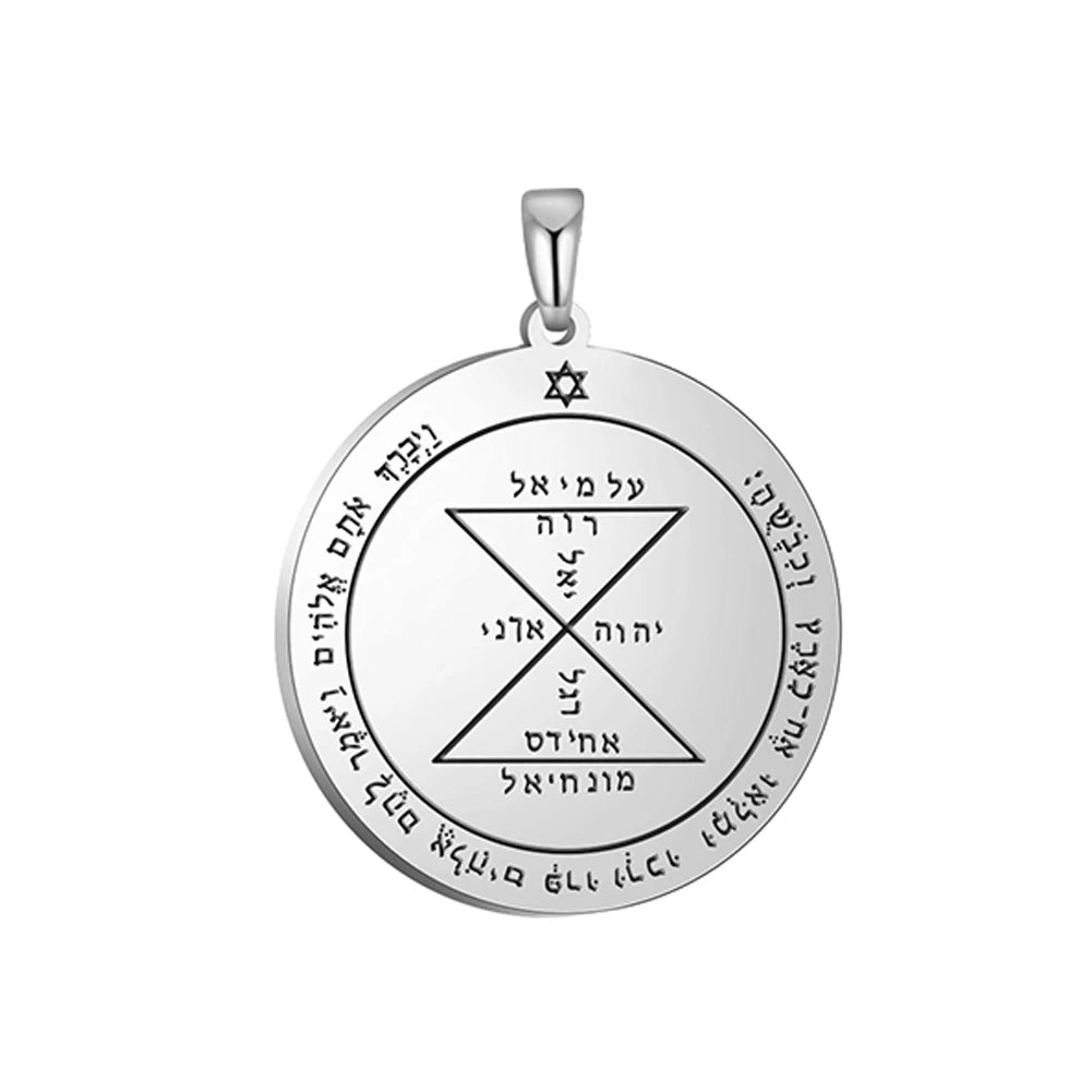 Key of Solomon Pendant for Necklace Stainless Steel Jewelry Amulet Mystical Moon Saturn Jupiter Sun Venus Mars Mercury Charms
