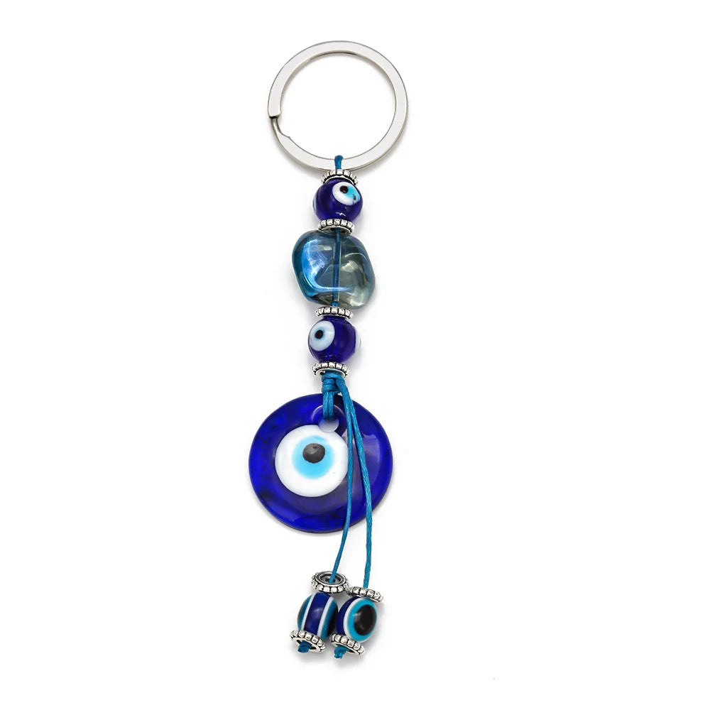 LUCKY EYE Tree Fatima Hamsa Hand Evil Eye Pendant Keychain Silver Color Ring Key Chain Car Keyring for Women Men Jewelry BE29