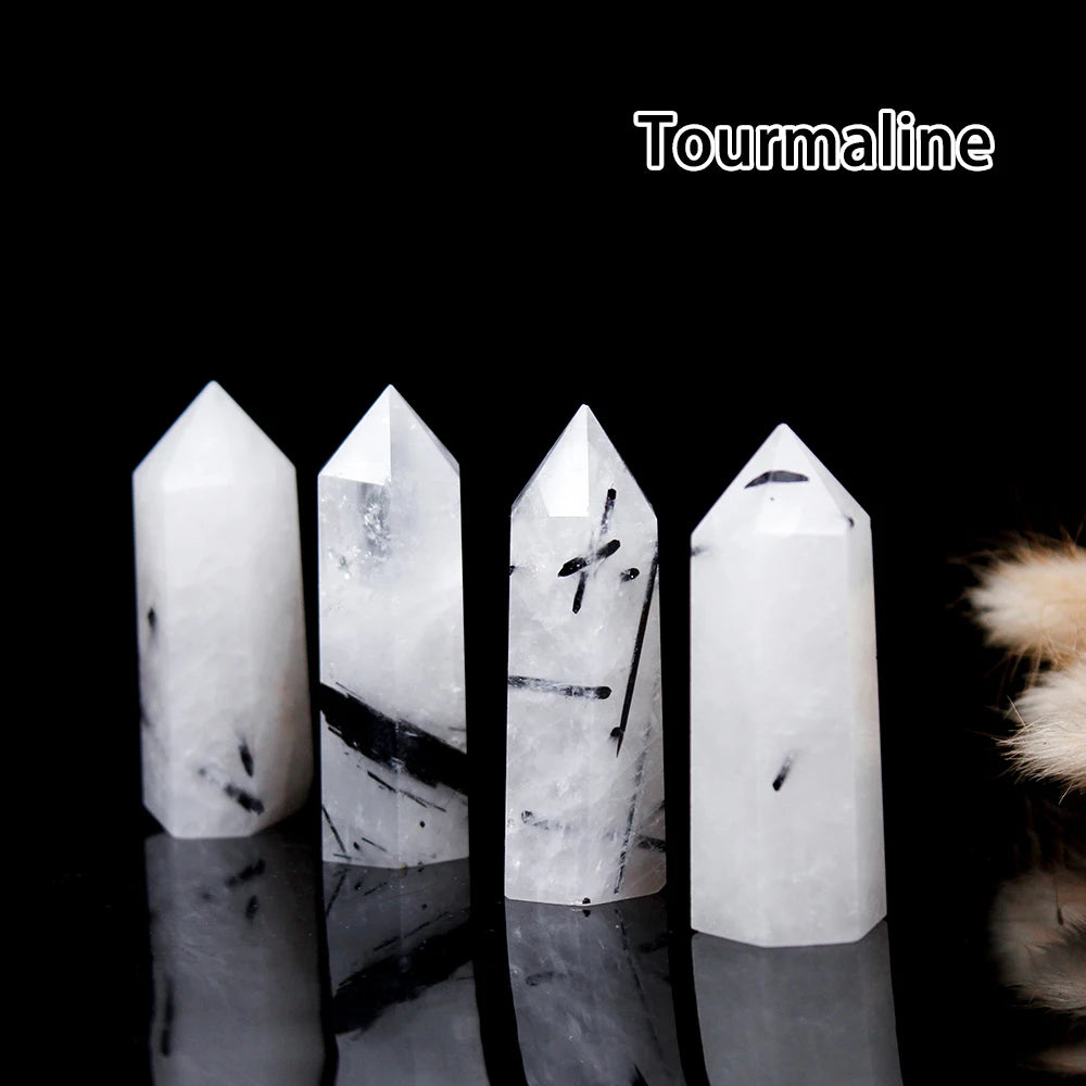 Runyangshi Crystal Point Prism Crafts Natural Stone Quartz Tower 36 Colors Energy Mineral Wand Home Decoration