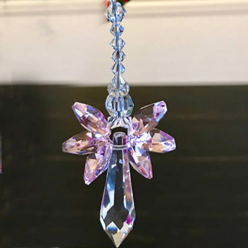 1PCS Rainbow Guardian Angel Crystal Suncatcher Hangings Crystal Glass Ornament Home Garden Decoration Porch Decor