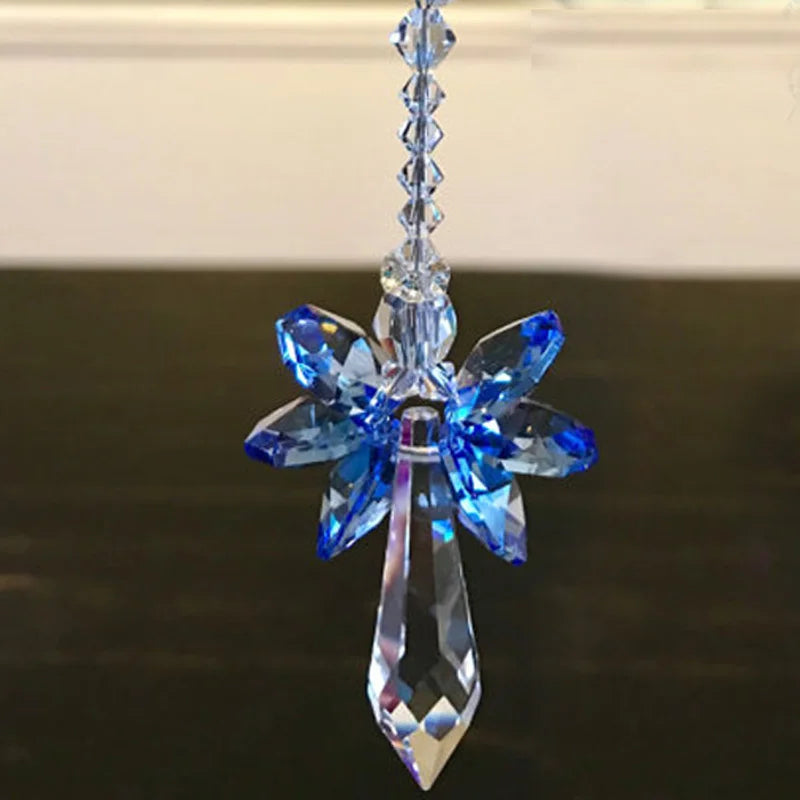 1PCS Rainbow Guardian Angel Crystal Suncatcher Hangings Crystal Glass Ornament Home Garden Decoration Porch Decor