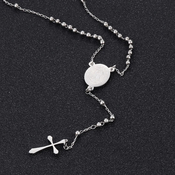New Jesus Stainless Steel Cross Rosary Christian Catholic Religious Chain Characteristic Style Men And Women Jewelry