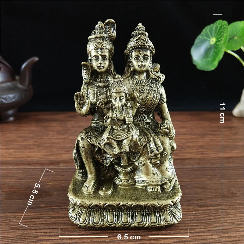 Bronze Color Shiva Statue Hindu Ganesha Vishnu Buddha Statue Figurine Home Office Decoration India Religion Feng Shui Crafts