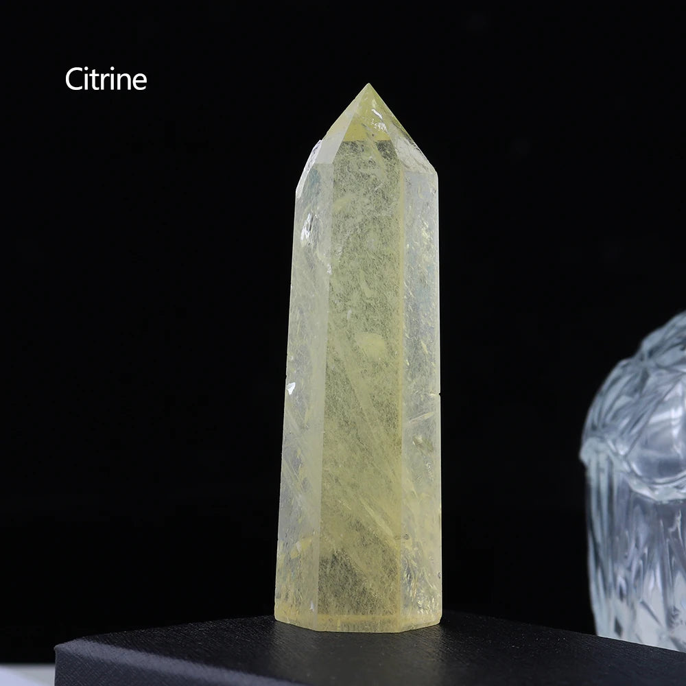 Runyangshi Crystal Point Prism Crafts Natural Stone Quartz Tower 36 Colors Energy Mineral Wand Home Decoration