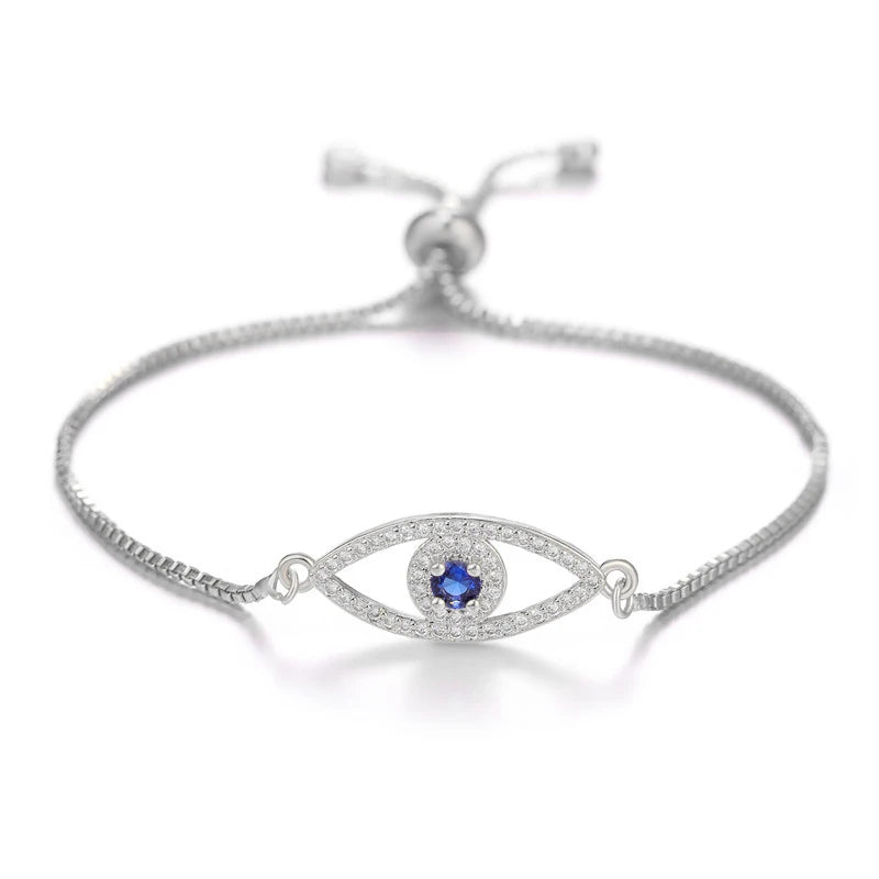 Juya Handmade Copper Adjustable Chains Micro Pave Zircon Enamel Greek Evil Eye Of Fatima Hamsa Hand Bracelets For Women Men