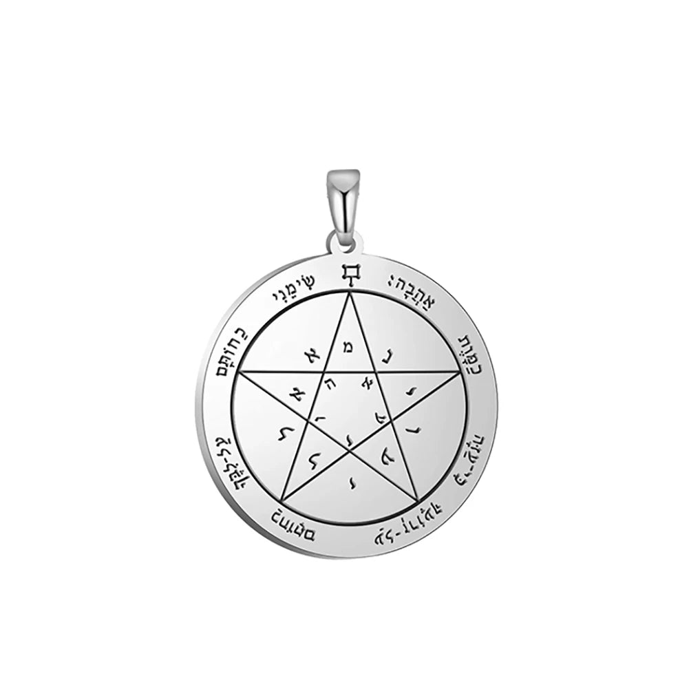 Key of Solomon Pendant for Necklace Stainless Steel Jewelry Amulet Mystical Moon Saturn Jupiter Sun Venus Mars Mercury Charms