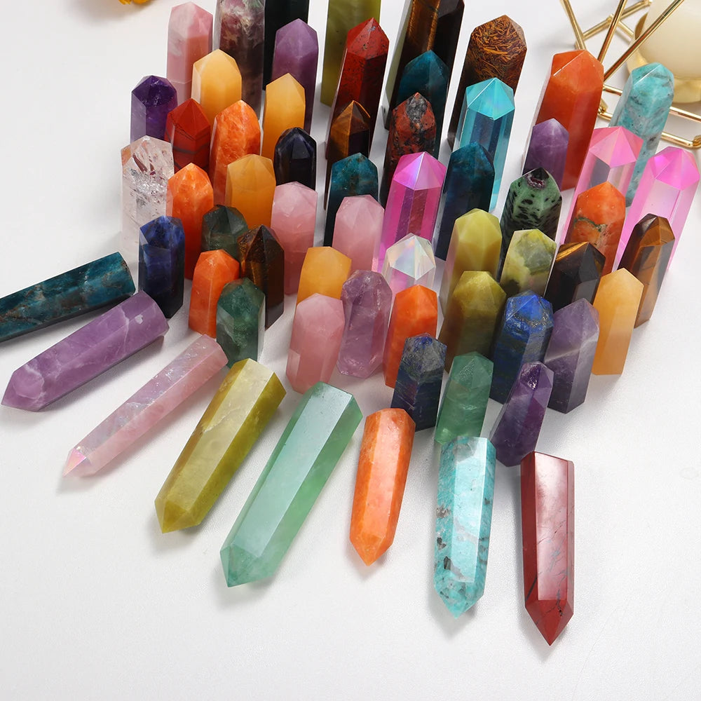 Runyangshi Crystal Point Prism Crafts Natural Stone Quartz Tower 36 Colors Energy Mineral Wand Home Decoration