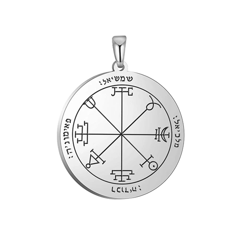 Key of Solomon Pendant for Necklace Stainless Steel Jewelry Amulet Mystical Moon Saturn Jupiter Sun Venus Mars Mercury Charms