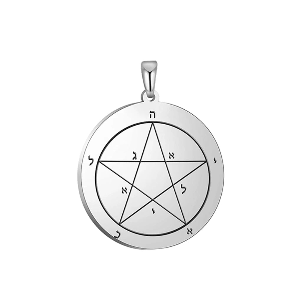 Key of Solomon Pendant for Necklace Stainless Steel Jewelry Amulet Mystical Moon Saturn Jupiter Sun Venus Mars Mercury Charms