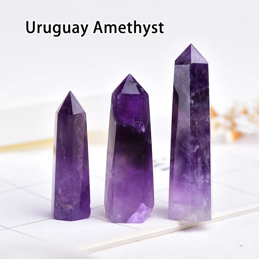 Runyangshi Crystal Point Prism Crafts Natural Stone Quartz Tower 36 Colors Energy Mineral Wand Home Decoration