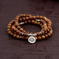 Multilayer Wood Beads Buddha Lotus OM Bracelet Tibetan Buddhist Mala Charm Rosary Bracelet Yoga Wooden For Women Men Jewelry