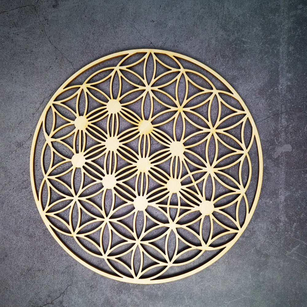Wooden Flower Of Life Christmas Ornaments, Sacred Geometry Ornaments Home Decoration, Wood Sign Wall Art Seed of Life  Coaster