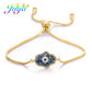 Juya Handmade Copper Adjustable Chains Micro Pave Zircon Enamel Greek Evil Eye Of Fatima Hamsa Hand Bracelets For Women Men
