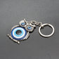 Blue Evil Eye Owl Lucky Charm Car Key Chain Protection Tassel Hanger Crystals Car Key Chain Fashion Jewelry Gift Car Accessories
