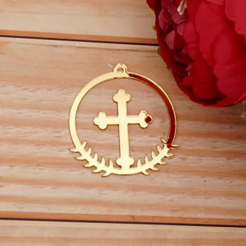 10pcs/Lot Acrylic Mirror Christian Cross Hanging Ornaments Christening & Baptism Wedding Party DIY Gifts Decor