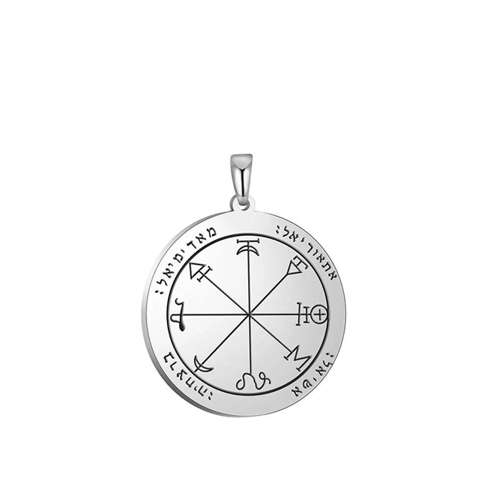 Key of Solomon Pendant for Necklace Stainless Steel Jewelry Amulet Mystical Moon Saturn Jupiter Sun Venus Mars Mercury Charms