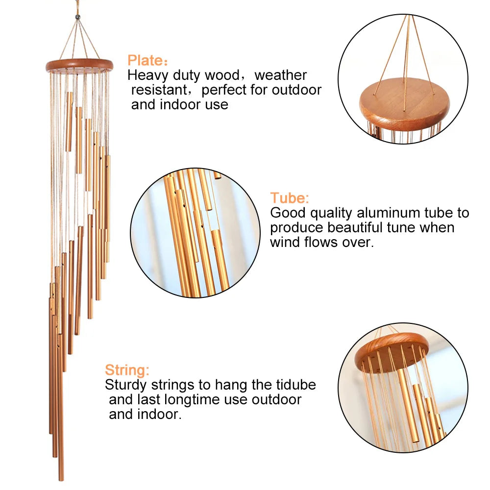 18 Tubes Wind Chimes Nordic Classic Handmade Ornament Wall Hanging Metal Wind Bells Garden Patio Outdoor Home Decoration