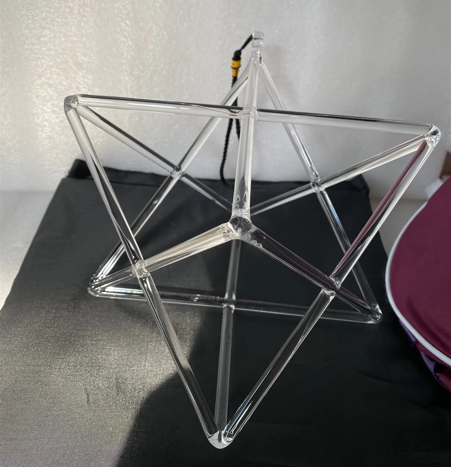 9inch clear Crystal singing Merkaba double pyramids for sound healing music therapy and chakra balancing
