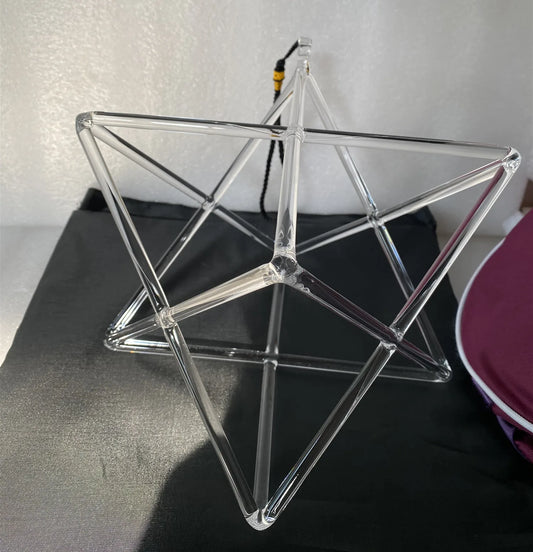 9inch clear Crystal singing Merkaba double pyramids for sound healing music therapy and chakra balancing