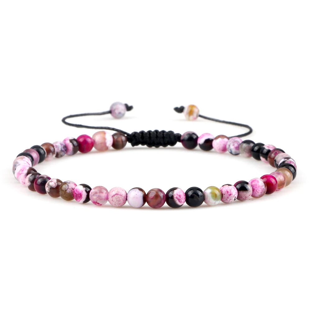 Adjustable Mini Natural Stone Lava Tiger Eye Beaded Bracelets & Bangle for Women Men Chakra Beads Braided Bracelet Charm Jewelry