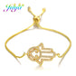 Juya Handmade Copper Adjustable Chains Micro Pave Zircon Enamel Greek Evil Eye Of Fatima Hamsa Hand Bracelets For Women Men