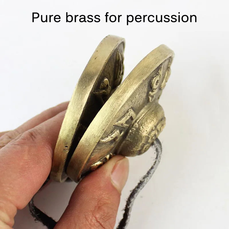 6.5cm Tibetan Bell Meditation Handcrafted Cymbal Bell Copper Crisp Sound Symbols Buddhist Temple with Bag