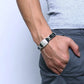 Vnox Gents Carbon Fiber Bracelets for Men Twelve Constellation Gemini Leo Engraved Stainless Steel Bio Energy with tool