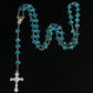 8mm pearl crystal rosary necklace, charm rosary crystal blessing necklace, Santa Maria center crystal jewelry necklace