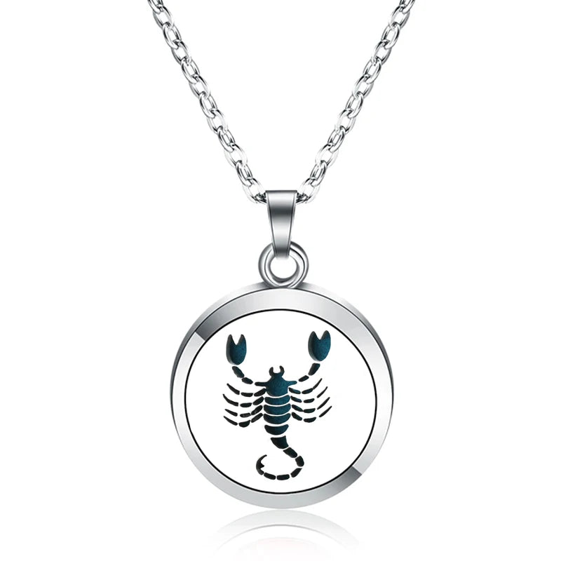12 Constellations Styles Magnetic Aromatherapy Necklace Jewelry Perfume Pendant Stainless Steel Essential Oil Diffuser Lockets
