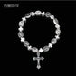 Jesus Cross Rosary Bracelet, Jesus Cross Handmade Bead Chain Rose, Sacred Heart Compassion Rosary Rosary Bracelet Gift