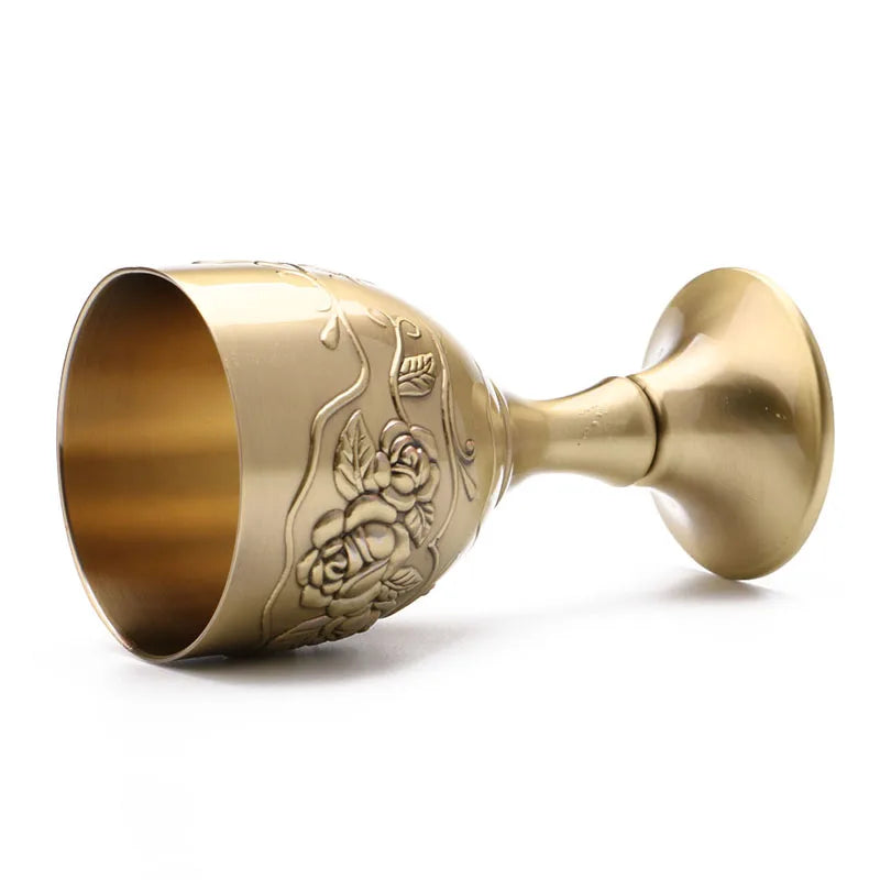Wine Glasses Vintage Mediterranean Sea Goblet 40/120ML Drinkware Copper Mugs Handmade Engraving Flower Pattern Cup Drinkware