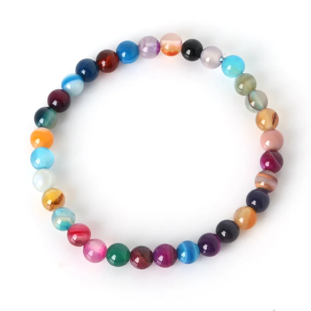 6MM Natural Stone Loose Spacer Beads Bracelet Men Power Charm Bracelet Energy Yoga Mala stretch Bracelets for women