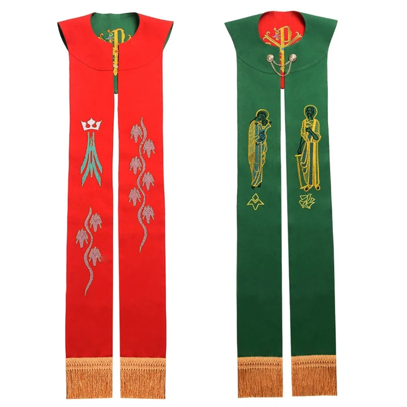 Priest Stole Clergy Costume Soutane Reversible Double Side Embroidery Church Scarf