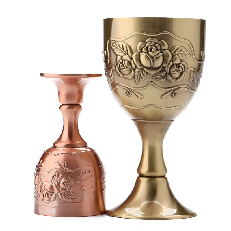 Wine Glasses Vintage Mediterranean Sea Goblet 40/120ML Drinkware Copper Mugs Handmade Engraving Flower Pattern Cup Drinkware