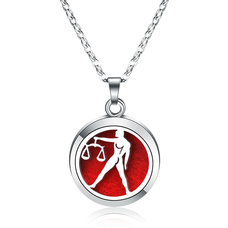 12 Constellations Styles Magnetic Aromatherapy Necklace Jewelry Perfume Pendant Stainless Steel Essential Oil Diffuser Lockets