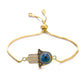 Juya Handmade Copper Adjustable Chains Micro Pave Zircon Enamel Greek Evil Eye Of Fatima Hamsa Hand Bracelets For Women Men