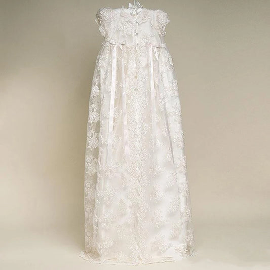 Infant Girl Dress and Hat Set Lace White Newborn Baptism Dress for Girls 3M 6M 1Year Birthday Flower Girl Dress Christening Gown