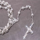 6MM Crystal Bead Cross Necklace Premium Golden Hollow Bead Necklace Rosary, Hollow Bead Cross Necklace