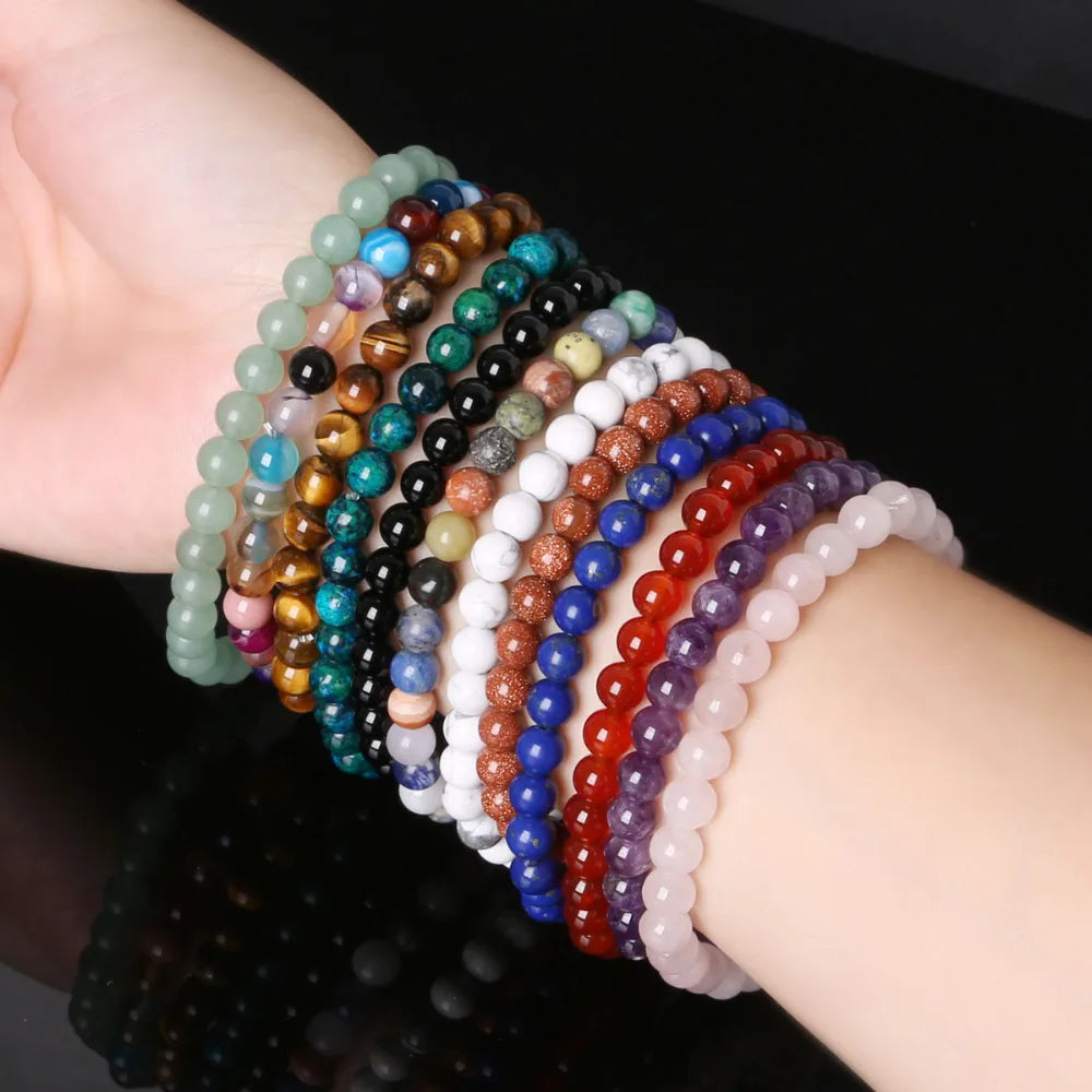 6MM Natural Stone Loose Spacer Beads Bracelet Men Power Charm Bracelet Energy Yoga Mala stretch Bracelets for women