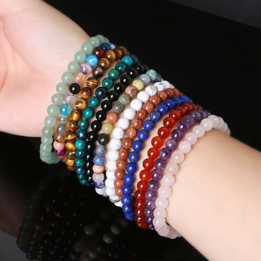 6MM Natural Stone Loose Spacer Beads Bracelet Men Power Charm Bracelet Energy Yoga Mala stretch Bracelets for women