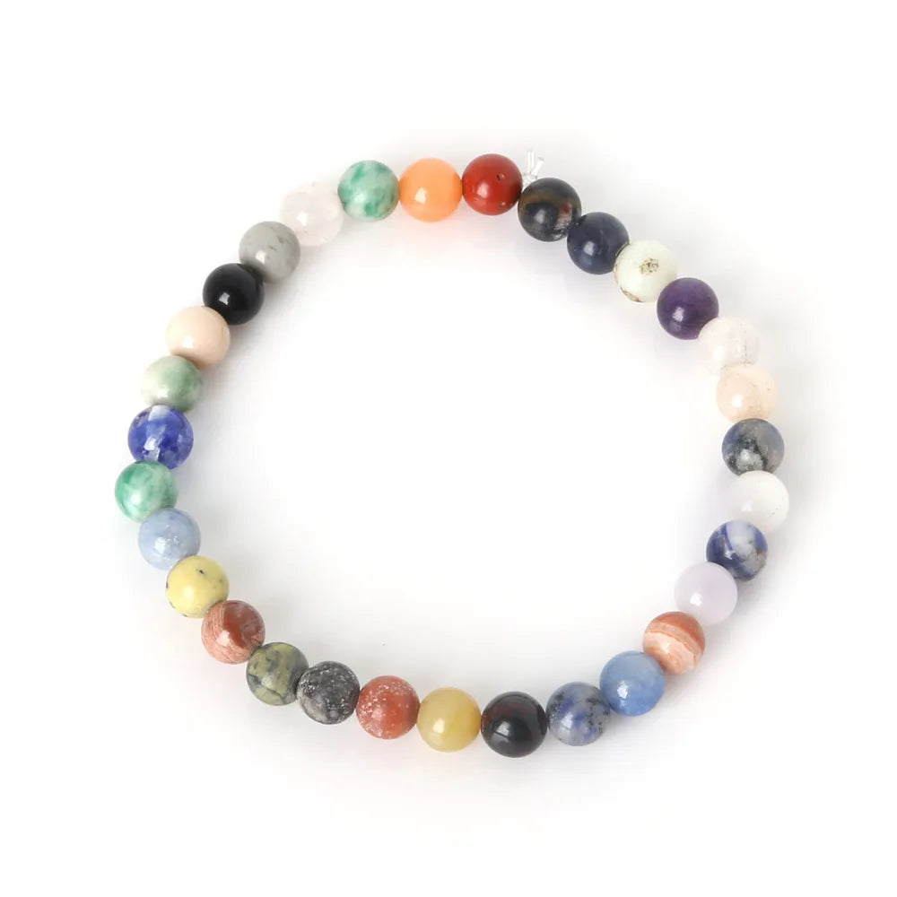6MM Natural Stone Loose Spacer Beads Bracelet Men Power Charm Bracelet Energy Yoga Mala stretch Bracelets for women