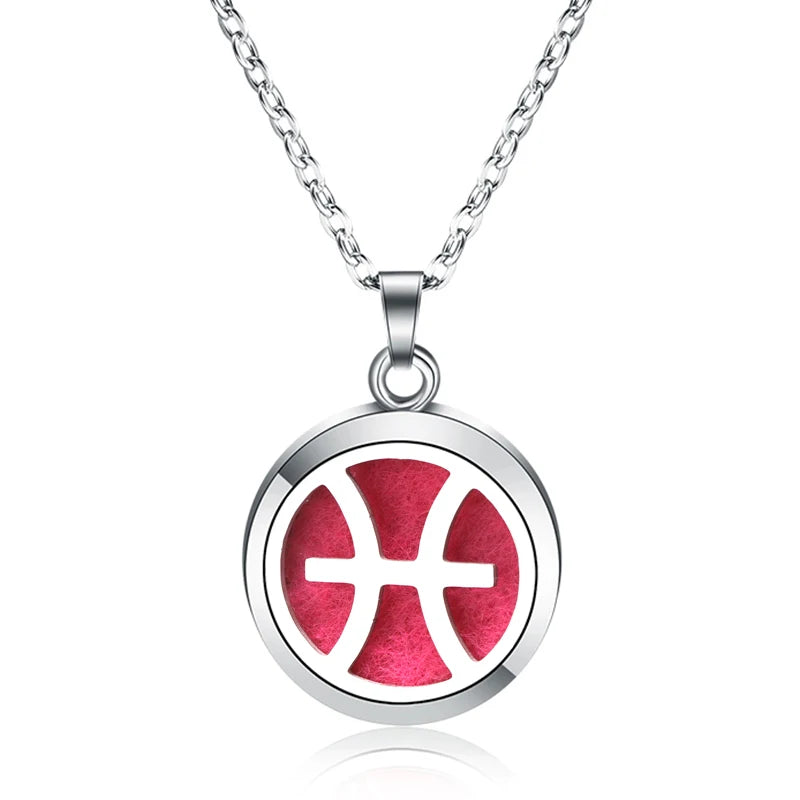 New 12 Constellations Aroma Necklace Stainless Steel Magnetic Pendant Aromatherapy Essential Oil Diffuser Perfume Locket Jewelry