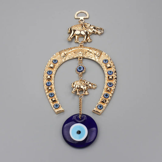 Lucky Eye Evil Eye Islam Quran Hanging Lucky Gold Color Elephant Keychain wall hangings for decoration