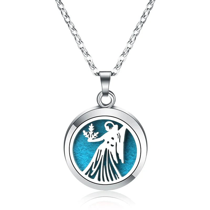 12 Constellations Styles Magnetic Aromatherapy Necklace Jewelry Perfume Pendant Stainless Steel Essential Oil Diffuser Lockets