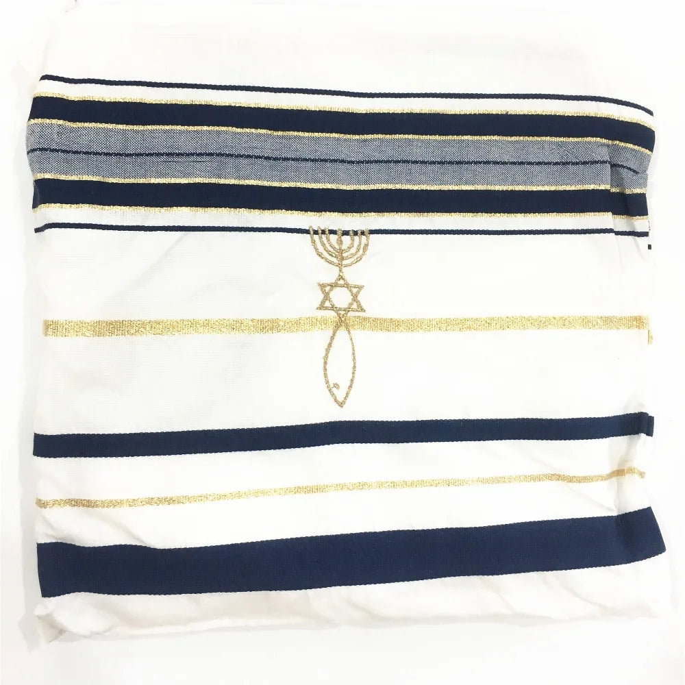JKRISING Messianic Jewish Tallit Blue and Gold Prayer Shawl Talit and Talis Bag Prayer scarfs