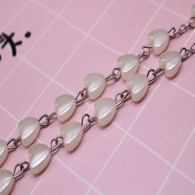 Catholic porcelain white love rosary prayer necklace, Mary blessing rosary prayer necklace, porcelain white heart-shaped beads